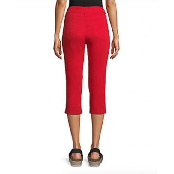 2/$15 St. John's Bay Slim Fit Capri Jeans Red Denim Cropped Petite Size 14P - Picture 2 of 6